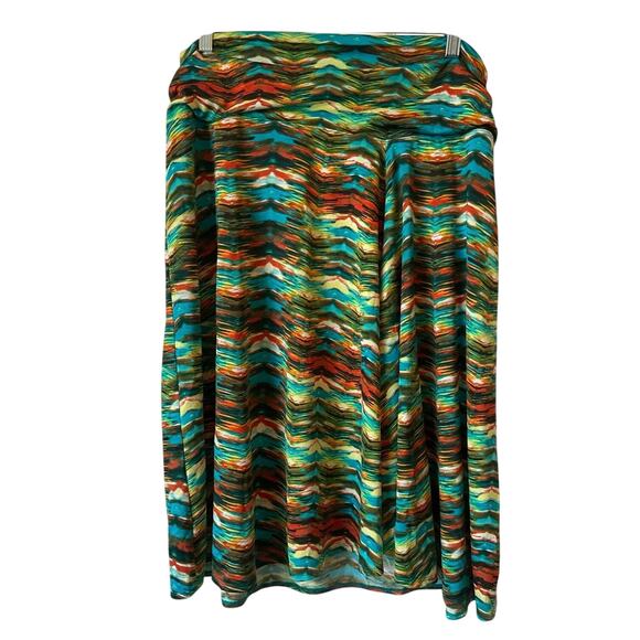 Studio JPR Women’s Green Multi Color Fair Isle A-line Boho skirt Size Large - Picture 1 of 6